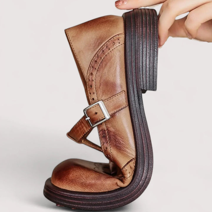 Stylish women's Mary Jane comfort shoes, featuring arch support for all-day wear. Available in brown & black.