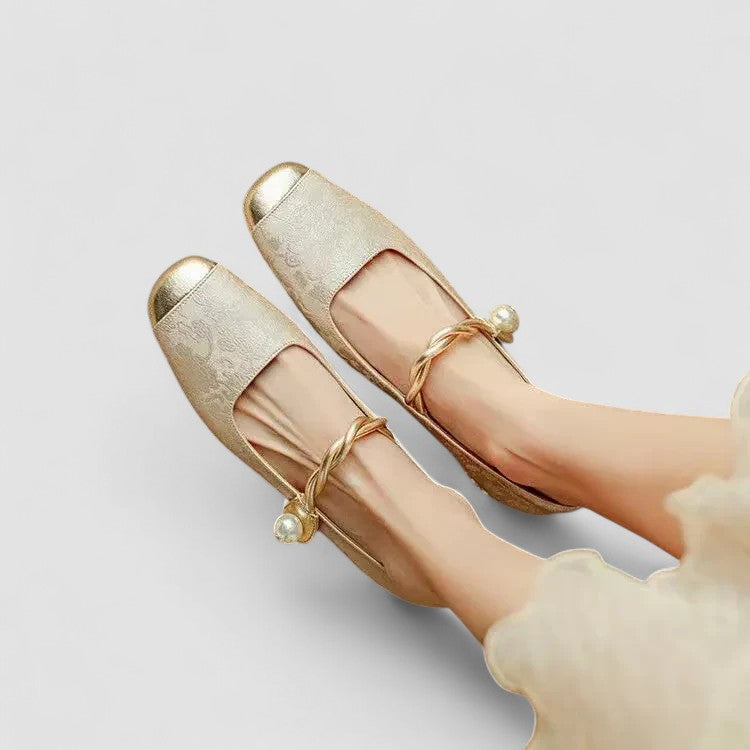 Elegant women's dress shoes, orthopedic Mary Jane design with a low block heel and stylish buckle closure.