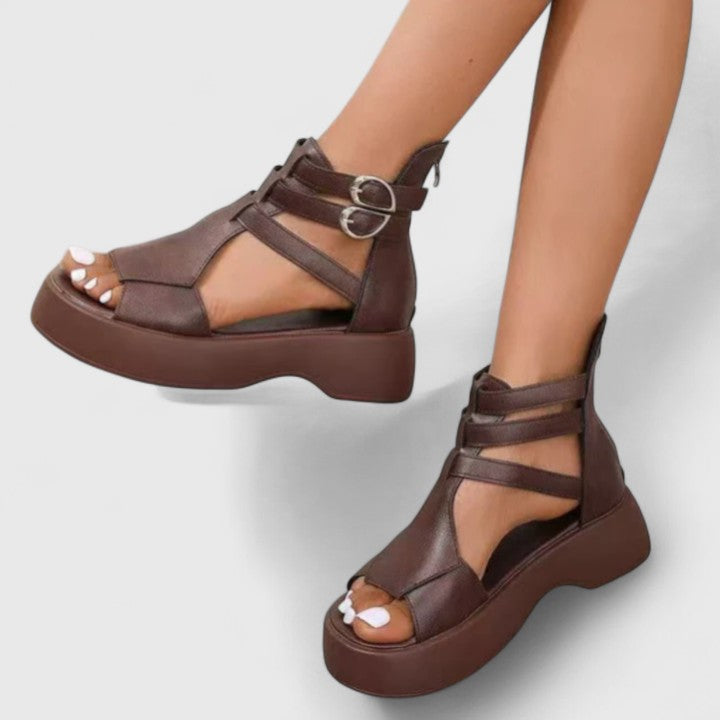 Women's orthopedic multi-strap platform sandals offer chic summer style & foot support. Perfect for everyday comfort.