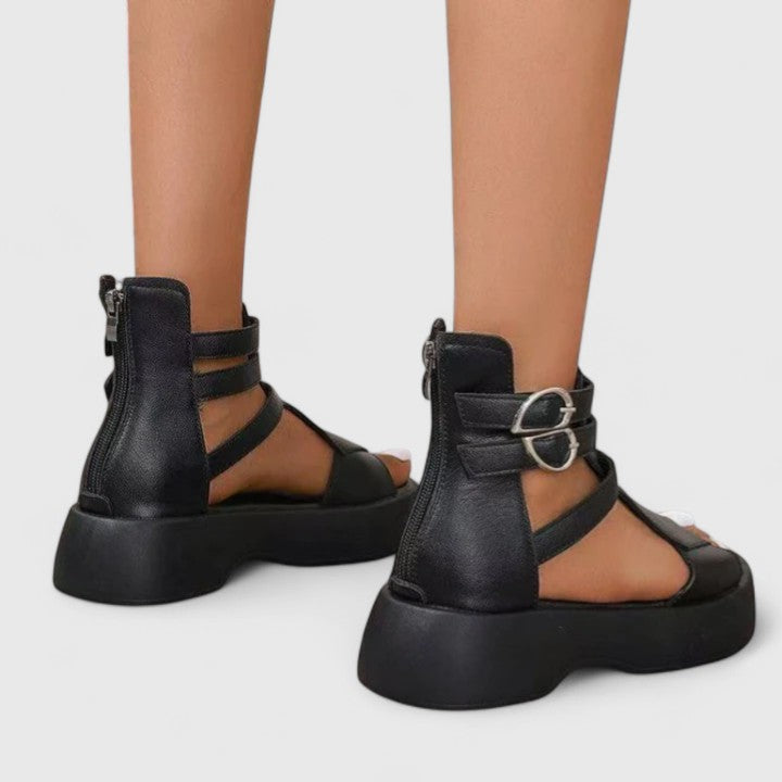 Comfortable multi-strap platform sandals for women, designed with orthopedic support for better posture & all-day wear.