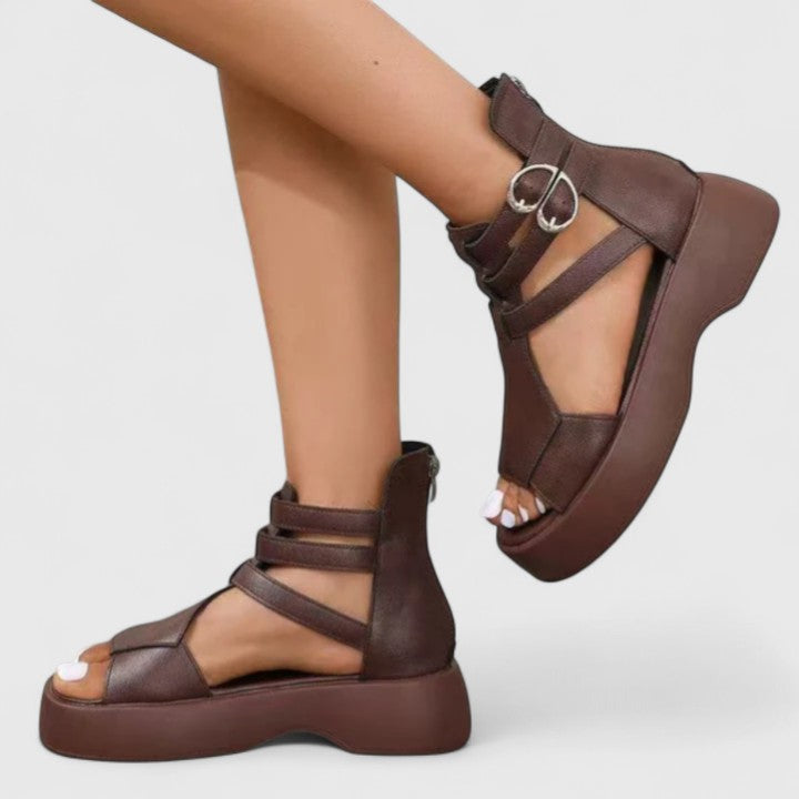 Stylish women's multi-strap platform sandals. Orthopedic design provides excellent foot support and comfort for summer.