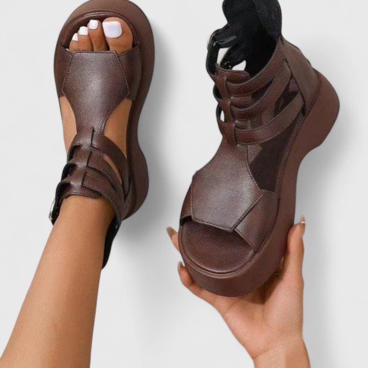 Everyday women's orthopedic multi-strap platform sandals provide essential foot support & comfort for active summer days.