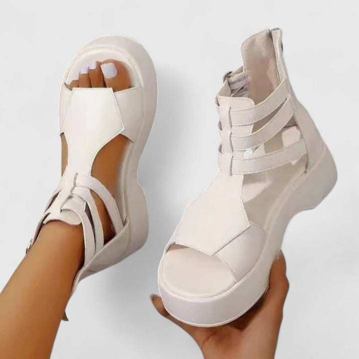 Posture-supporting multi-strap platform sandals for women. Enjoy comfortable, chic summer footwear with orthopedic design.