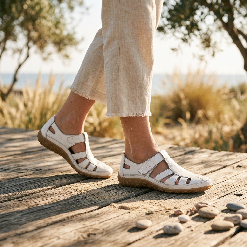 Comfortable women's slip-on sandals, orthopedic design with strong arch support & non-slip sole.