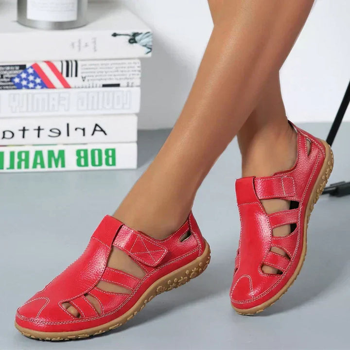 Comfortable women's shoes: slip-on orthopedic sandals with arch support and non-slip traction.