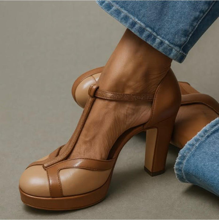Women's orthopedic open-toe heeled sandals with ankle strap for comfort & arch support. Ideal for summer.