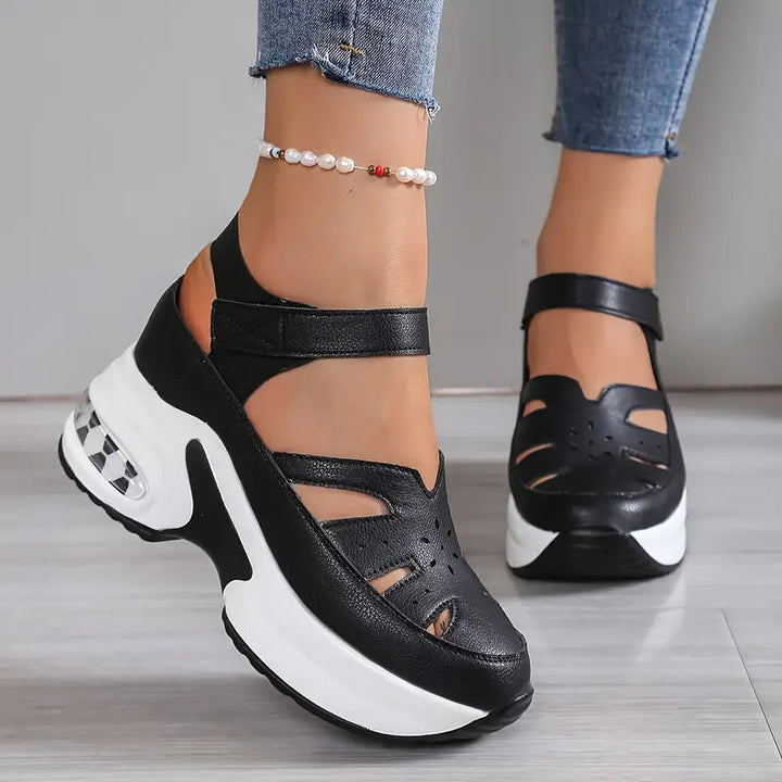 Orthopedic women's wedge sandals with platform. Adjustable for ultimate summer comfort & foot support.