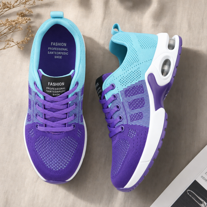 Women's athletic orthopedic running shoes providing heel & posture support for daily wear & walking.