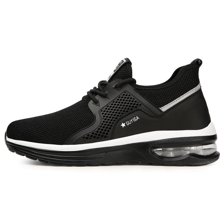 Women's orthopedic safety sneakers with steel toe. Protective, slip-resistant footwear for comfortable industrial work.