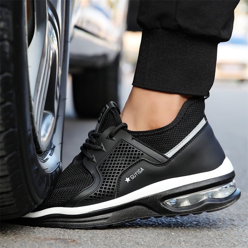 Durable women's work safety sneakers. Orthopedic support and steel toe protection for long shifts.