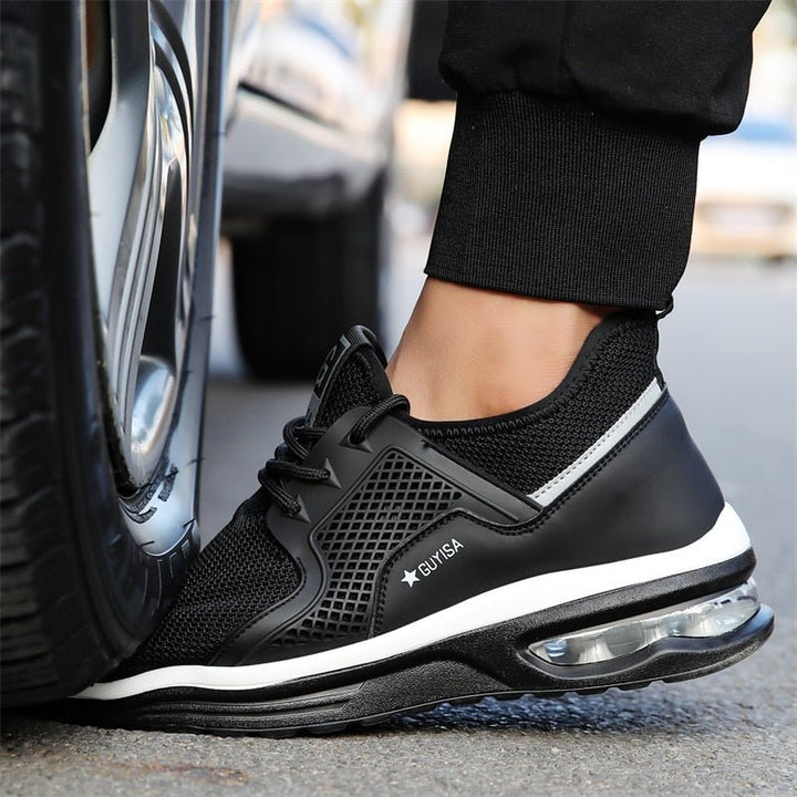 Durable women's work safety sneakers. Orthopedic support and steel toe protection for long shifts.