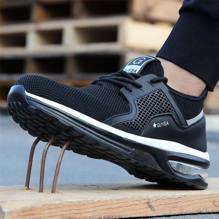 Protective women's steel toe sneakers. Slip-resistant soles for enhanced safety in demanding work environments.