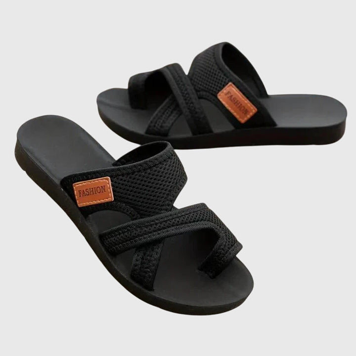 Women's elastic orthopedic sandals, arch support, cushioned, designed for effective foot pain relief.