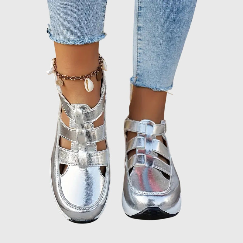 Women's orthopedic walking sandals, ideal for summer activities, featuring adjustable arch support & foot comfort.