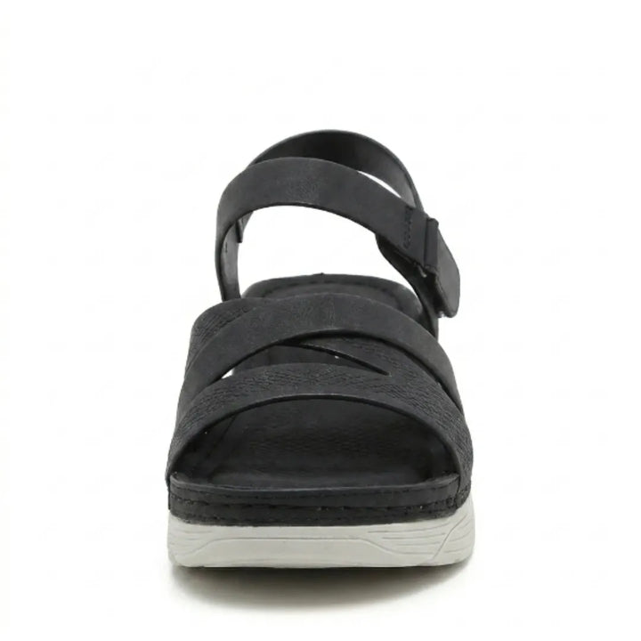 Supportive women's walking sandals with adjustable straps, arch support & orthopedic comfort footwear.