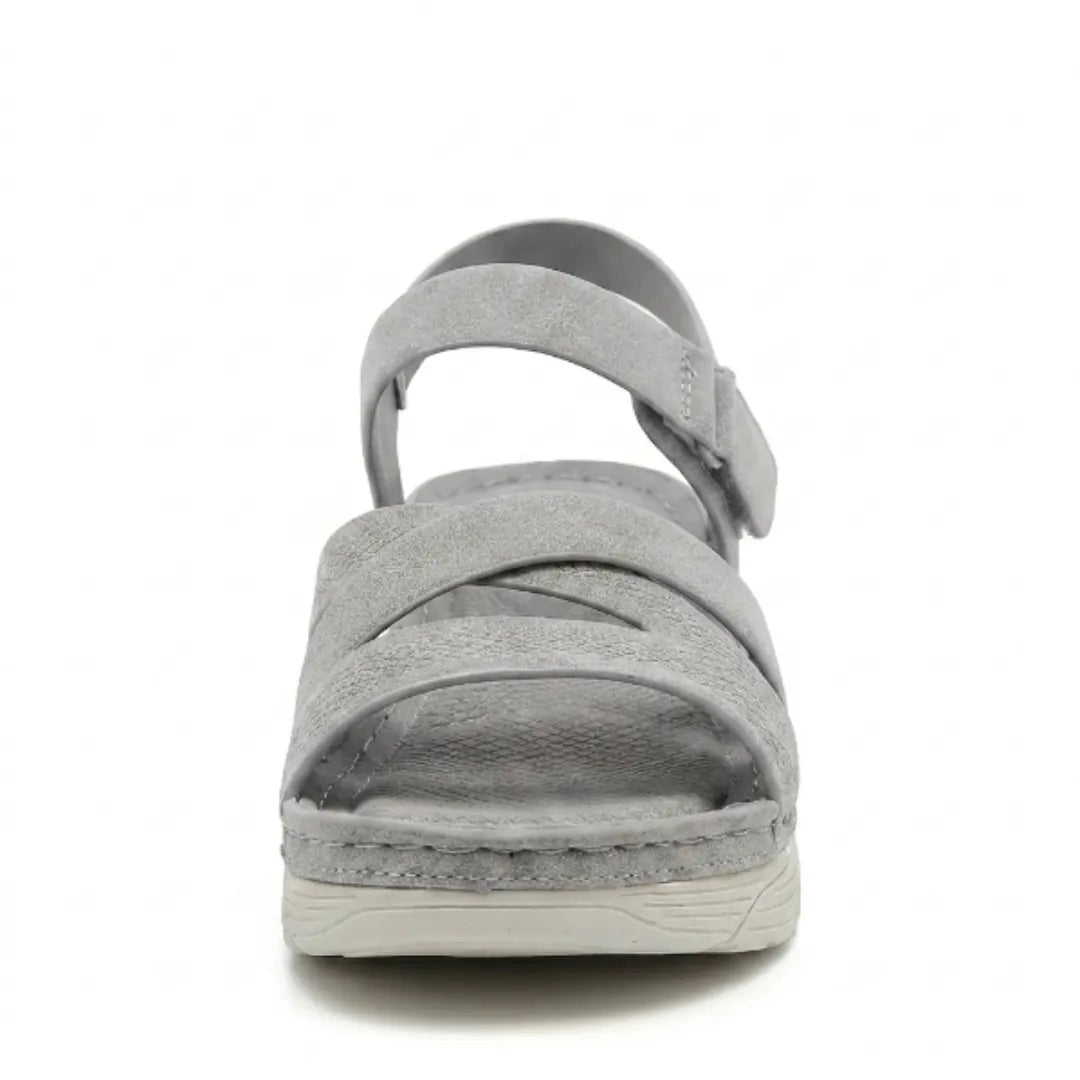 Front view of women's open-toe orthopedic sandals with adjustable straps, perfect for summer comfort.