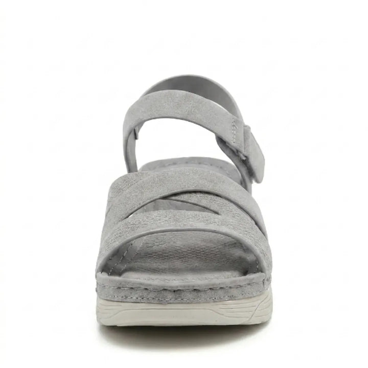 Front view of women's open-toe orthopedic sandals with adjustable straps, perfect for summer comfort.
