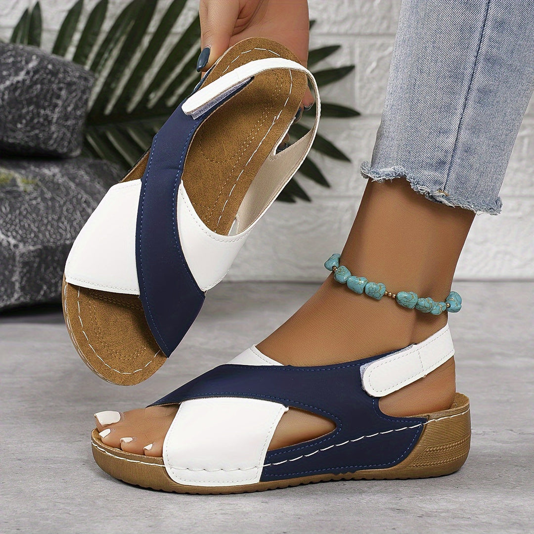 Full view of women's orthopedic walking sandals, emphasizing their supportive and adjustable features.