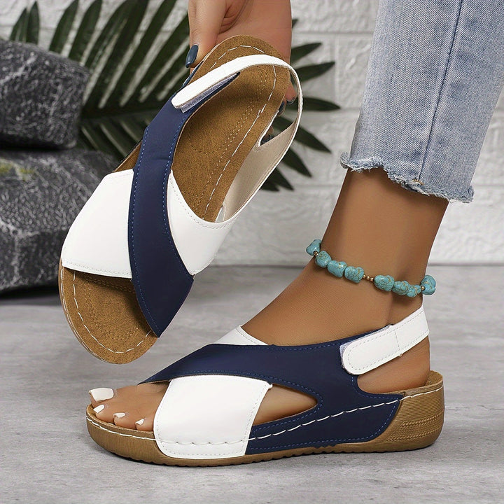Full view of women's orthopedic walking sandals, emphasizing their supportive and adjustable features.