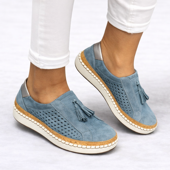 Easy-wear women's orthopedic slip-on shoes offering foot support and comfort for extended walking.