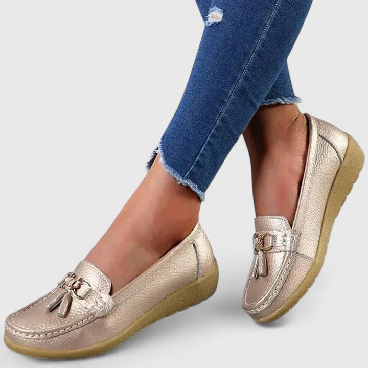 Cushioned women's walking loafers, providing orthopedic support & easy slip-on convenience.