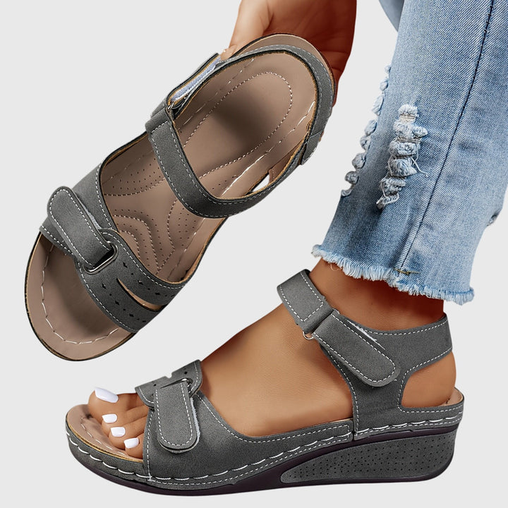 Comfortable women's slip-on sandals with arch support, designed for foot pain relief & daily wear.