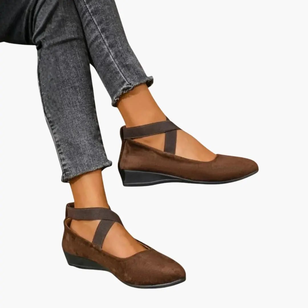 Supportive women's slip-on comfort shoes with arch support & cushioning. Easy daily wear orthopedic flats.