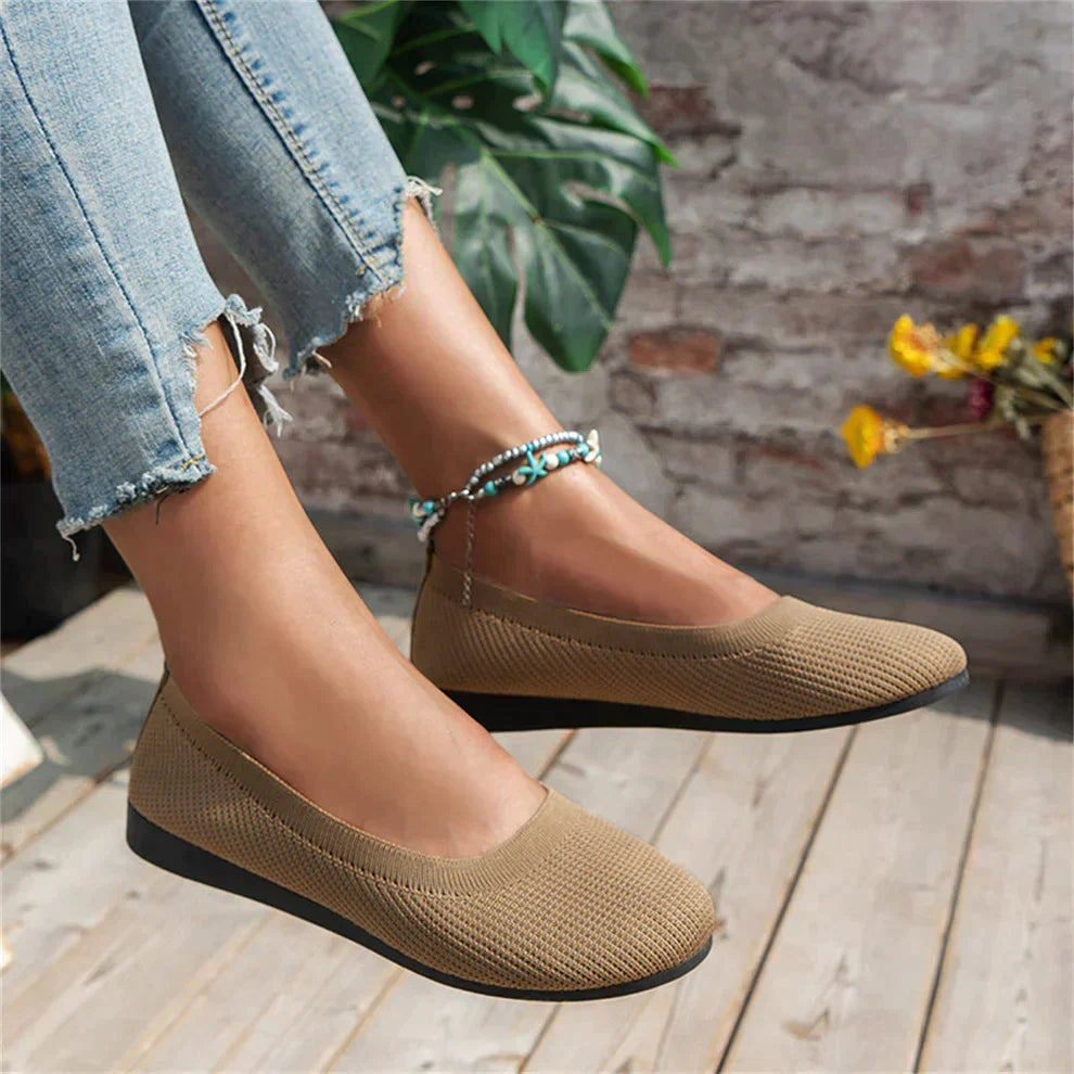 Side view of women's slip-on orthopedic shoes, ideal for arch support & memory foam comfort.