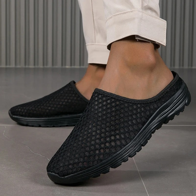 Soft women's walking sneakers, a slip-on style with advanced cushioning & orthopedic arch support for health.