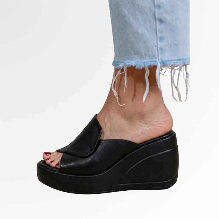 Women's orthopedic slip-on wedge sandals for ultimate comfort and foot support. Perfect casual summer footwear.