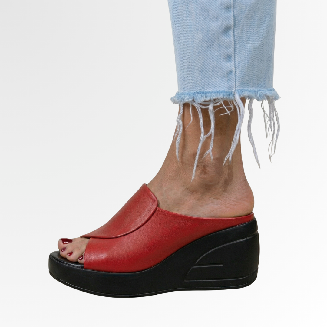 Comfortable women's orthopedic wedge sandals, slip-on style with excellent arch support for all-day wear.
