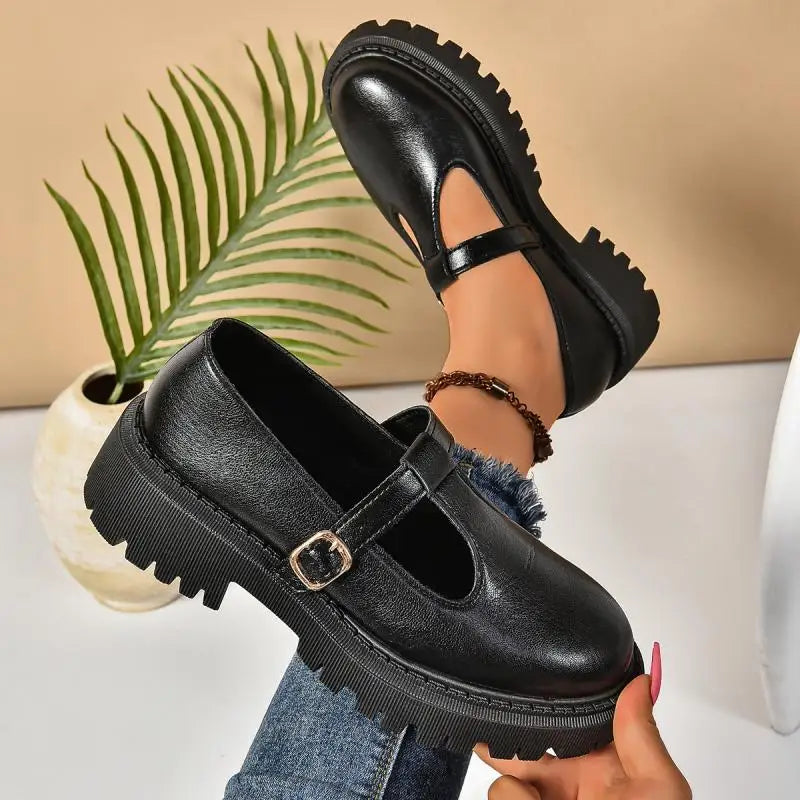 Retro T-strap platform Mary Jane shoes, women's orthopedic design for ultimate comfort & arch support.