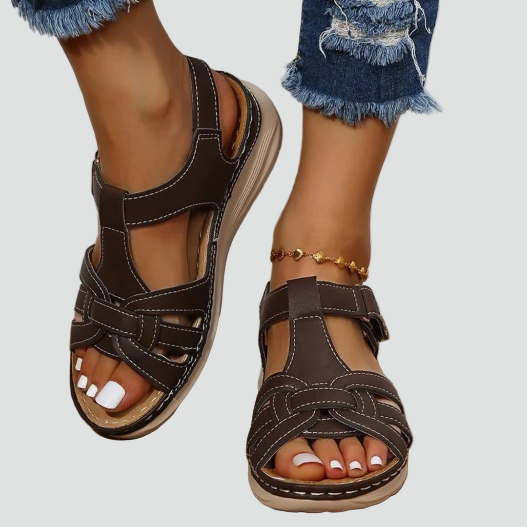 Women's walking sandals, orthopedic arch support & adjustable Velcro straps for secure, comfortable daily wear.