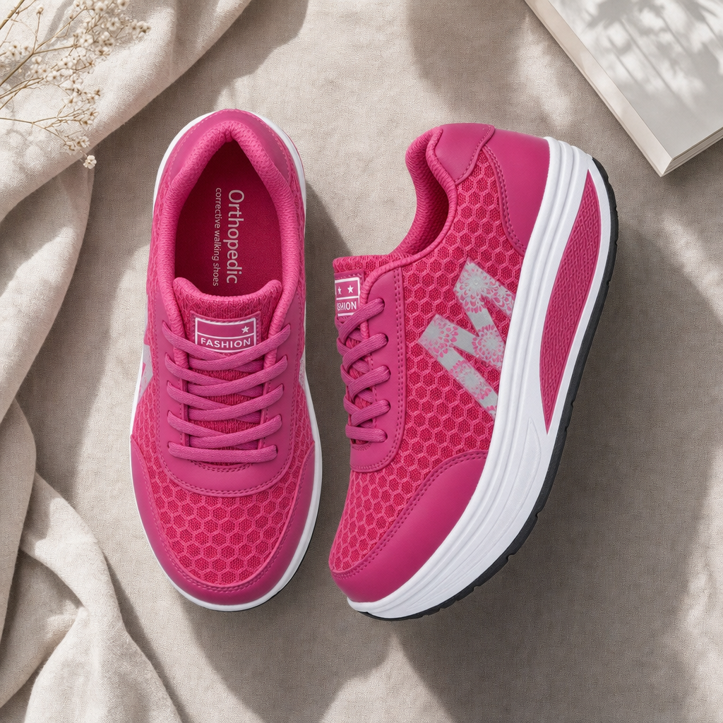 Stylish women's corrective walking shoes, offering posture support & ultimate comfort for active women.