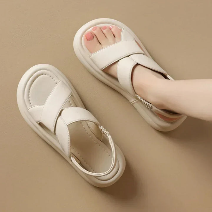 Comfortable women's orthopedic wedge sandals, arch support for plantar fasciitis & daily relief.