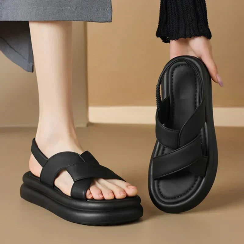 Premium women's orthopedic wedge sandals, arch support for comfortable summer walking.