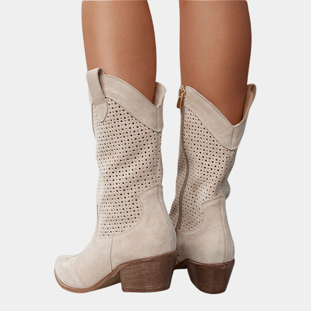 Supportive women's orthopedic western cowboy boots, blending traditional style with modern comfort.