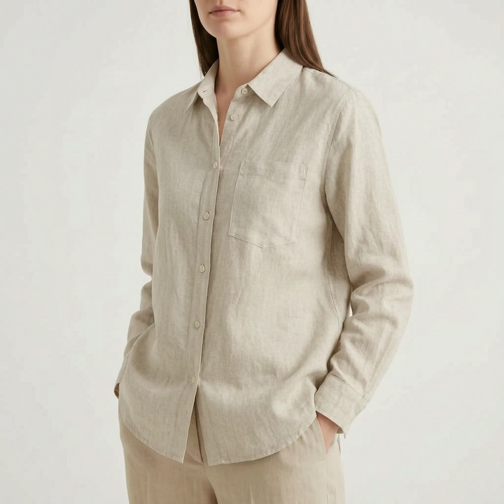 Women's relaxed fit button-down shirt, an oversized top for versatile summer outfits and beach days.