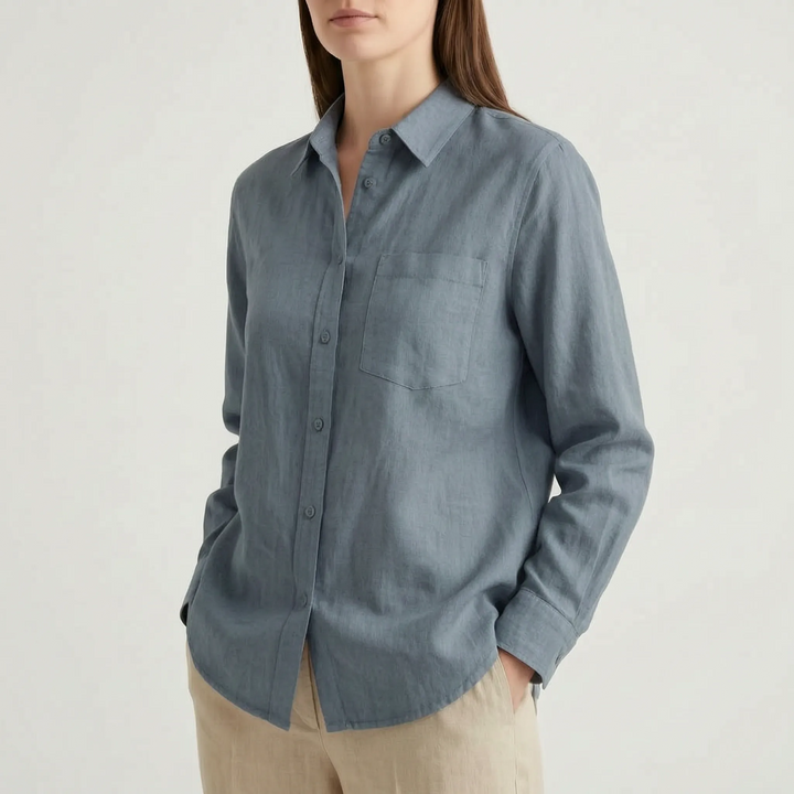 Women's oversized button-down shirt in a relaxed fit, ideal for casual summer fashion & comfort.
