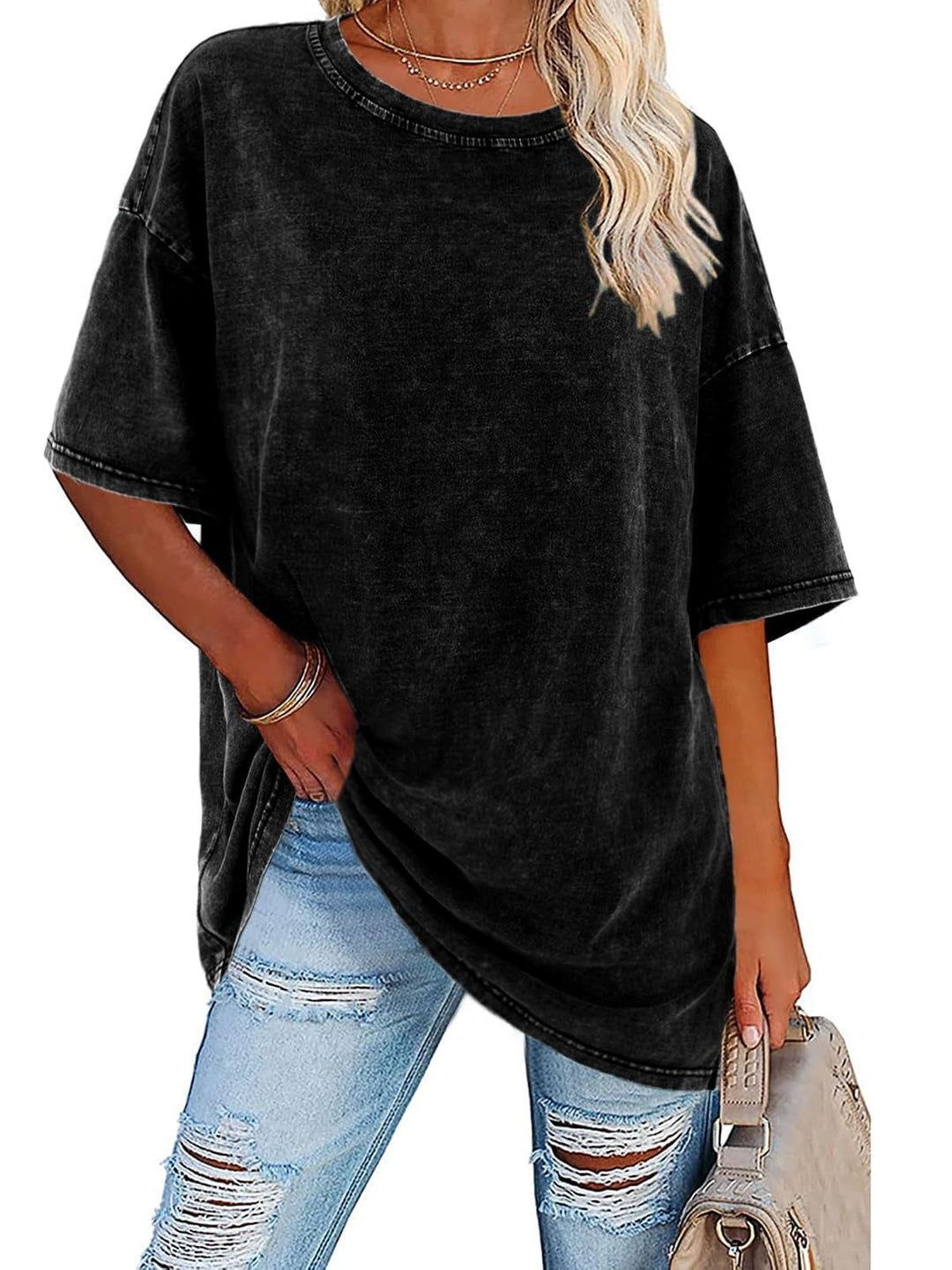 Women's oversized button-down summer shirt in breezy fabric, perfect for casual, relaxed fit beachwear & travel.