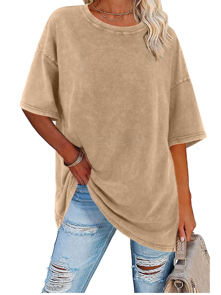 Lightweight women's oversized button-down shirt, perfect for summer casual style, relaxed fit & beachwear.