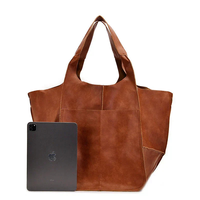 Women's oversized everyday shoulder bag in versatile brown, perfect for daily use & travel.