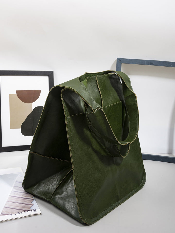 Stylish green oversized shoulder bag for women. A spacious everyday tote & travel accessory.