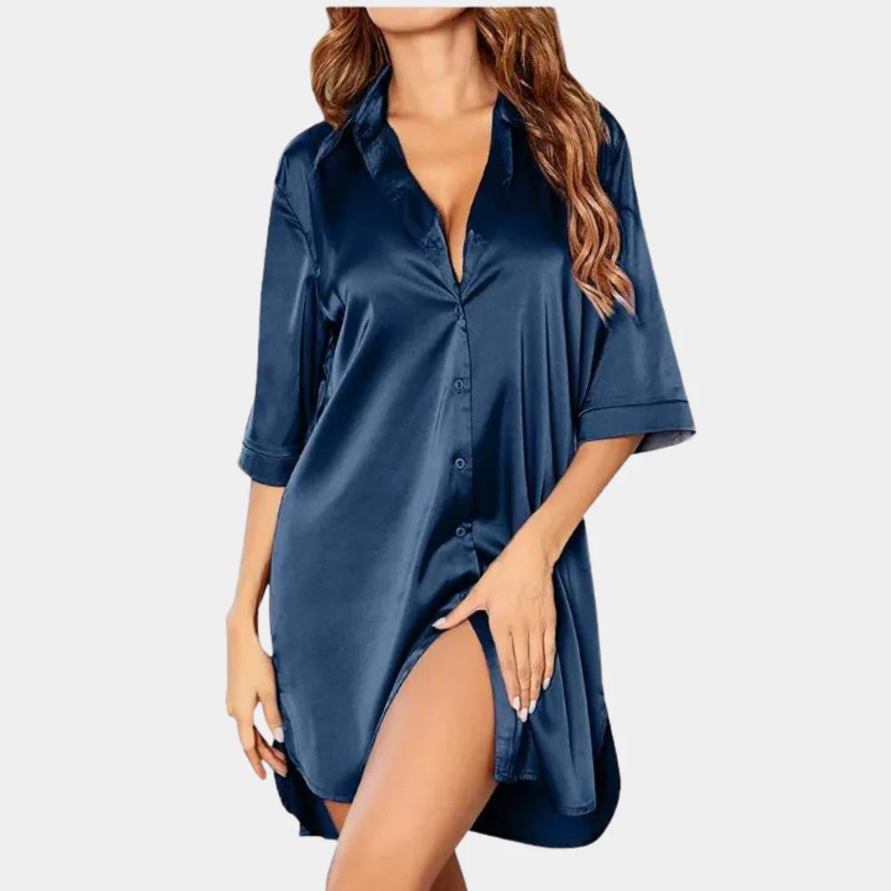 Stylish women's oversized half sleeve mini dress, ideal for summer fashion, beach coverup, or vacation loungewear.