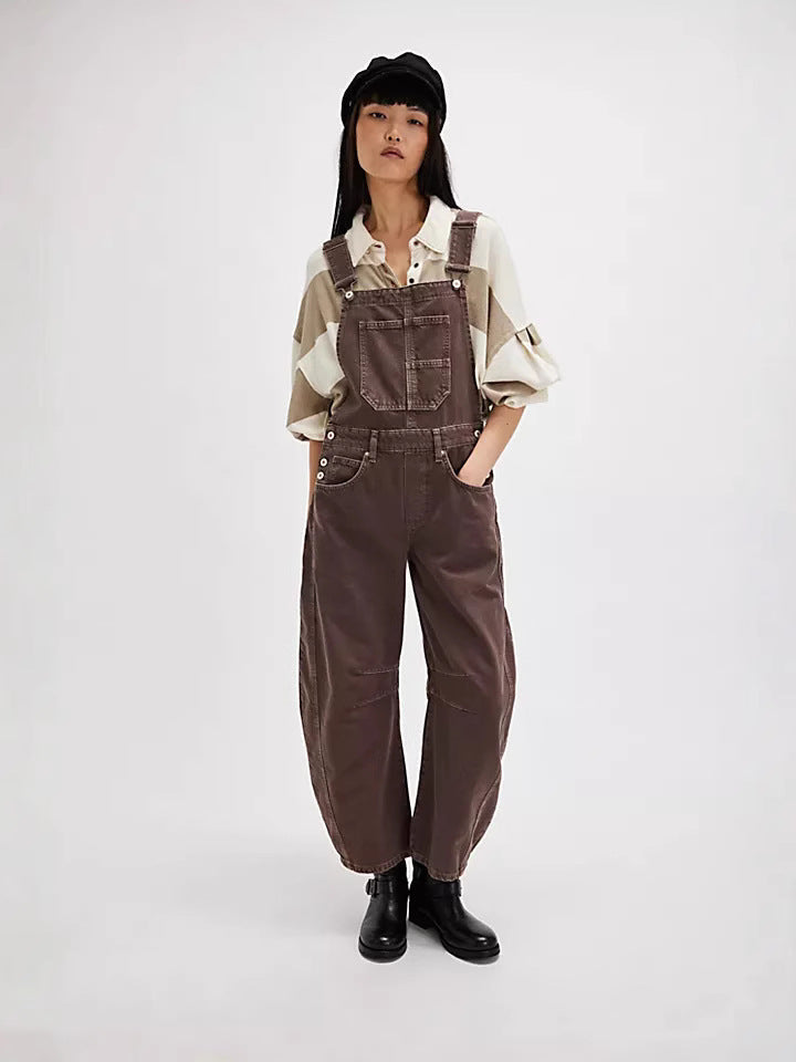 Easy wear women's oversized overalls, a comfortable jumpsuit with practical functional pockets and relaxed fit.