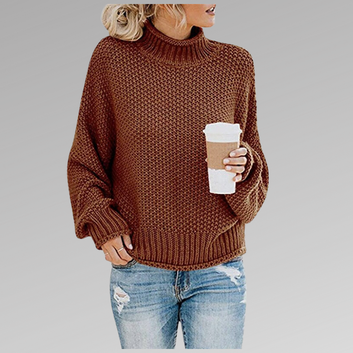 Comfortable oversized turtleneck sweater for women, a cozy and casual everyday essential.