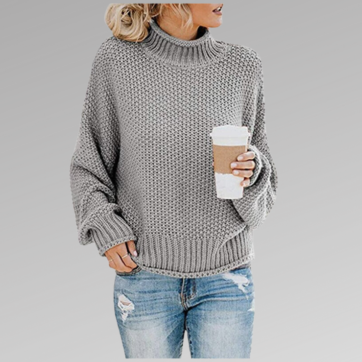 Chic women's oversized turtleneck sweater, a versatile piece for cozy fall and winter outfits.