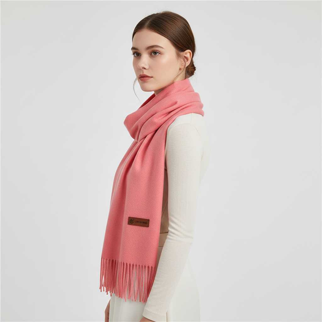 Warm and fashionable women's oversized scarf, a solid color design with subtle fringe for winter.
