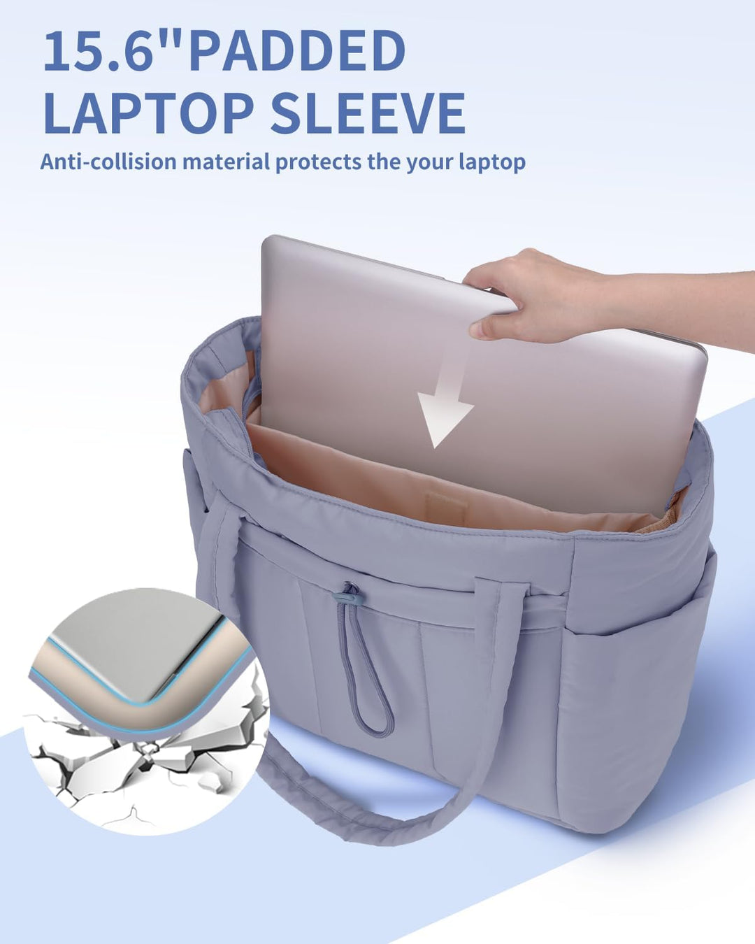 Women's all-in-one padded tote, laptop-ready & includes a cup holder.