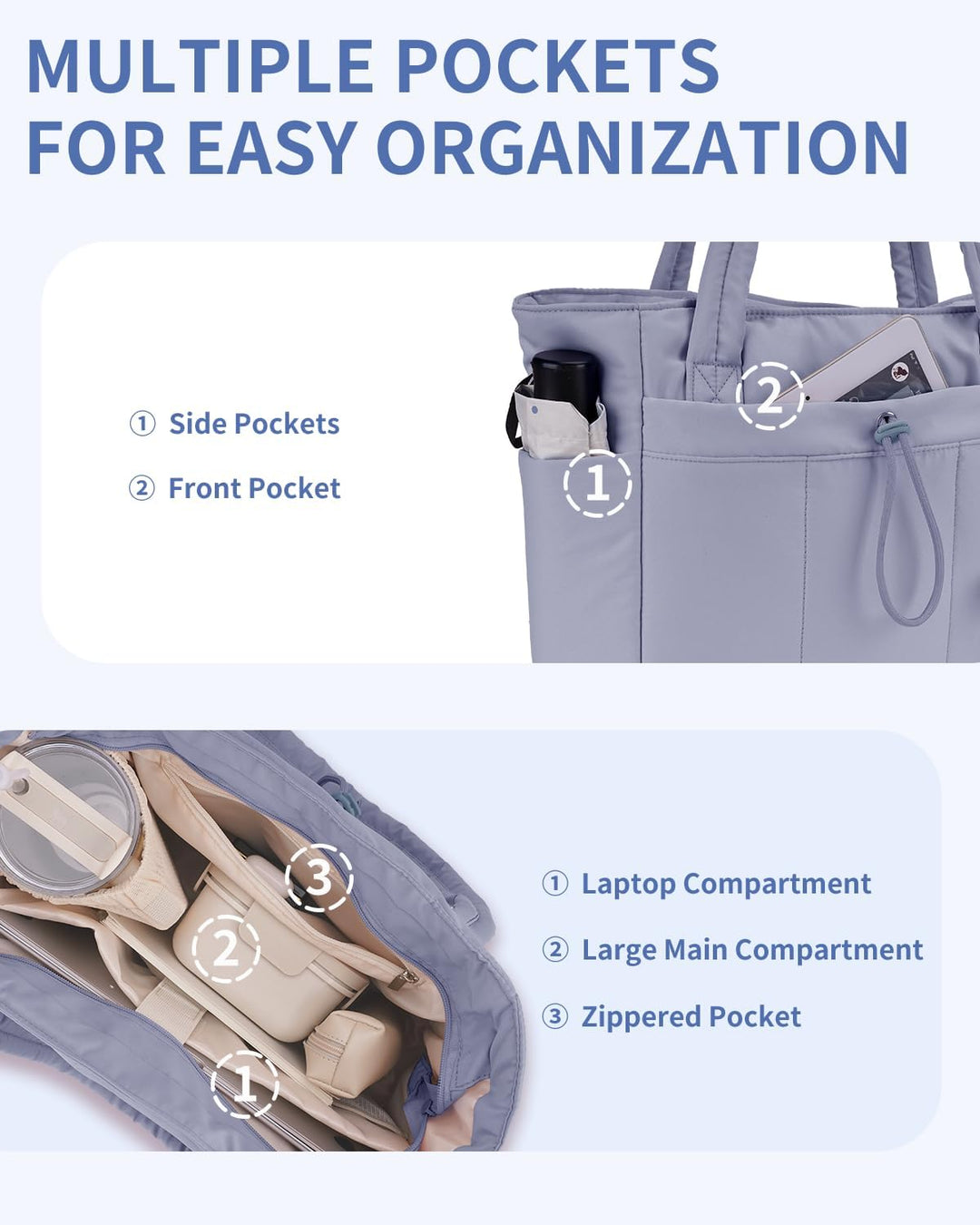 Professional women's padded laptop bag, with cup holder, for business travel.